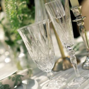image of melody clear water and champagne flutes