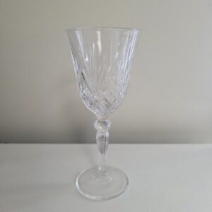 image of clear cut glass wine glass