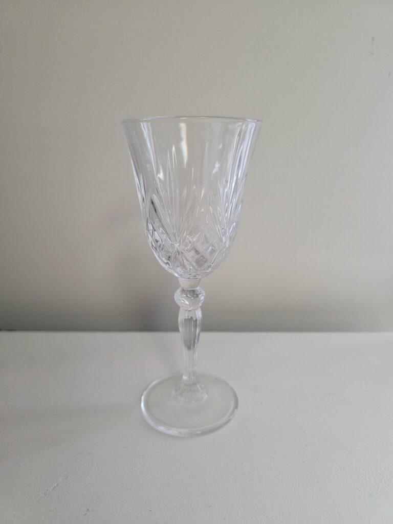 image of clear cut glass wine glass