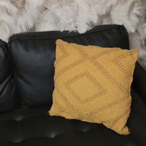 Yellow pillow with a frilled pattern