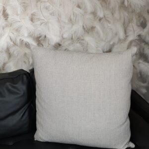 Seersucker inspired pillow with a blueish gray design