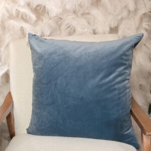 Light denim blue, velvet throw pillow.