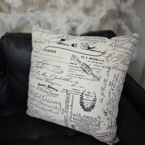 French script and worded throw pillow