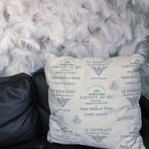 French worded throw pillow
