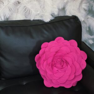 Bright pink flower throw pillow
