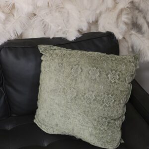 Sage green textured pillow