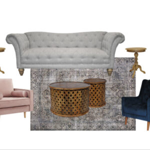 image of pink and blue lounge setting