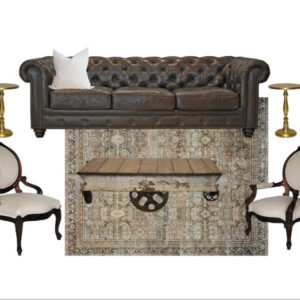 image of lounge package featuring railroad cart coffee table