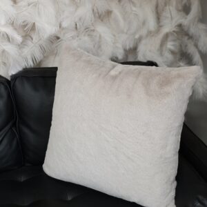 Light gray faux fir throw pillow.