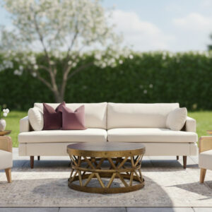 This package includes: Crane sofa Nina chairs x2 Tabitha side tables x2 Georgie coffee table Boaz Rug
