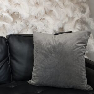Large velvet gray throw pillow