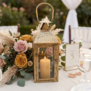 image of midas lantern set on a wedding table