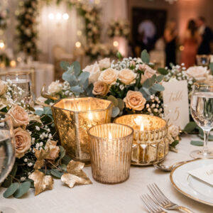 image of mismatched mercury glass votives