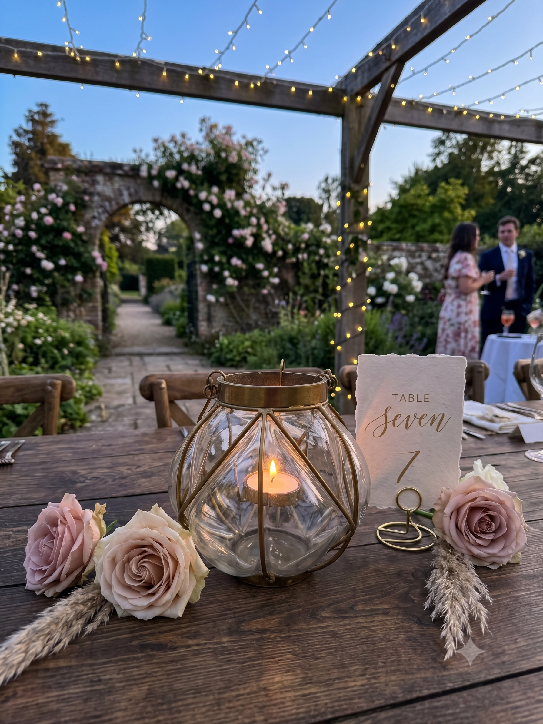 image of ursula tea light votive set on a wedding table with pink roses