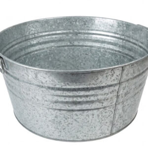 AI generated image of a galvanized silver tub.
