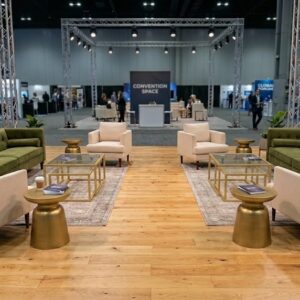 digital rendering of the summit lounge package in a conference center