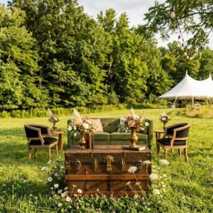 digital rendering of Wren Lounge package staged in a field by a tent