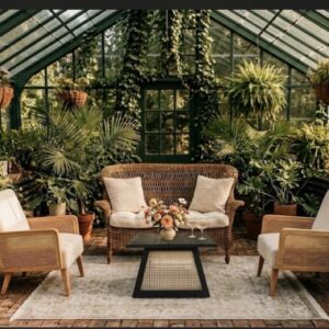 image of Leah Lounge package set in a greenhouse