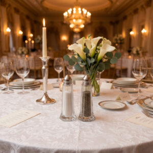 picture of salt and pepper shaker on wedding table