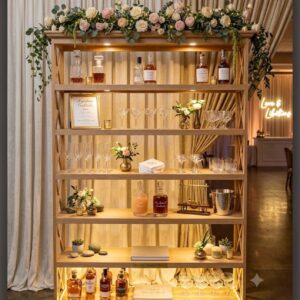Tall shelf with 6 shelves with lights