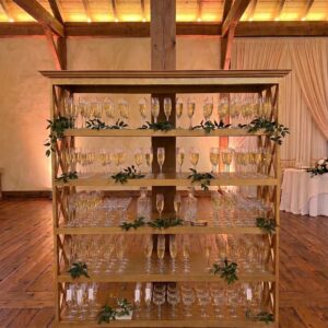 5 tier Gold Shelf with and "x" design on the side