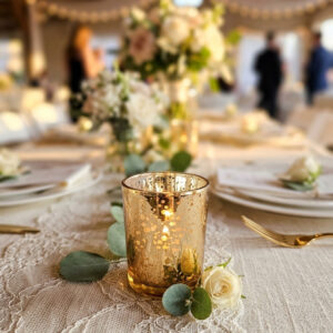 image of orion gold votice holder rentals set on a table