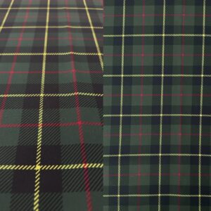 Green, yellow, and red plaid table linen